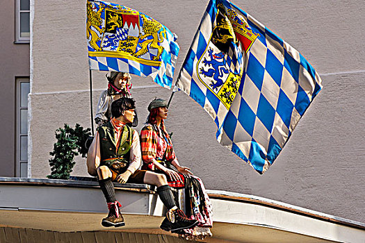 假人,巴伐利亚,旗帜,屋顶,慕尼黑,德国,欧洲