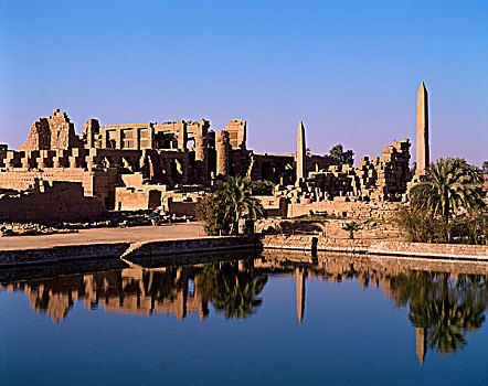埃及,路克索神庙,卡尔纳克神庙,阿蒙神庙,神圣,湖