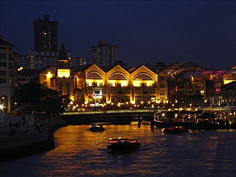 夜生活,河边,新加坡,亚洲