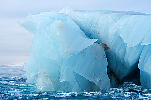 北极,斯瓦尔巴特群岛,巨大,冰山,漂浮,靠近,冰河
