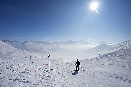 游客,滑雪,阿勒堡,提洛尔,奥地利