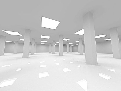 抽象,白色,空旷,办公室,室内,柱子