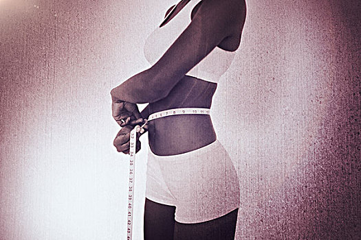 美女,测量,腰部,节食