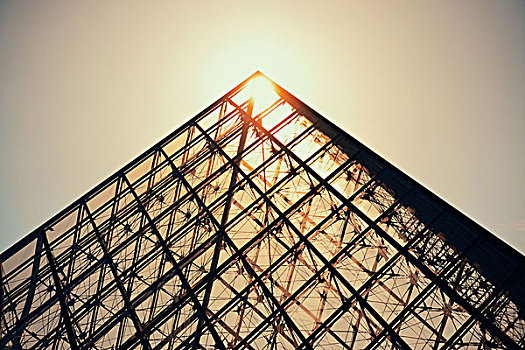 巴黎,法国,五月,卢浮宫,金字塔,太阳,上方,展示,留白,最大,博物馆