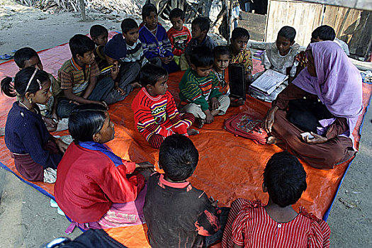 孩子,学校,气旋,库尔纳市,孟加拉,一月,2008年