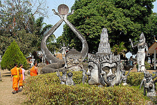 佛教,僧侣,现代,雕塑,佛,公园,万象,老挝,东南亚,亚洲