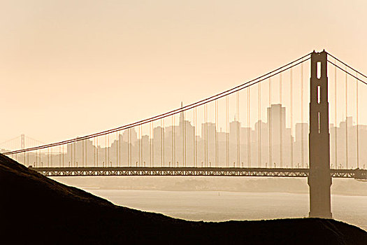 金色,大门,桥,黎明,旧金山,加利福尼亚,美国