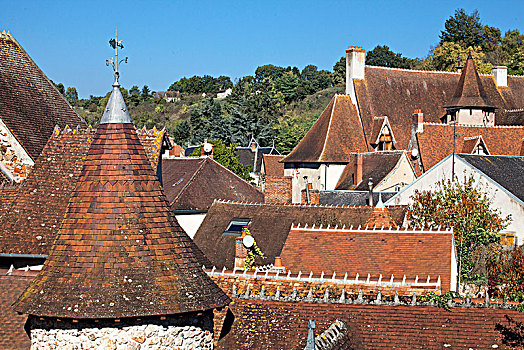 法国,市区,砖瓦,屋顶