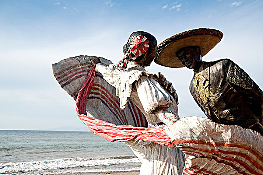 雕塑,海滩,波多黎各,墨西哥