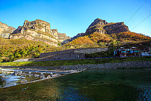 石板岩,水面,小溪,倒影