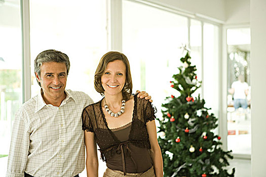 夫妻,头像,正面,圣诞树