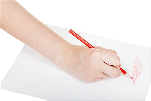 手,红色,铅笔,纸张