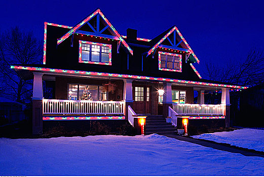 房子,圣诞灯光