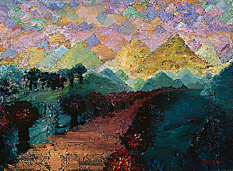 邀請,風景,油畫