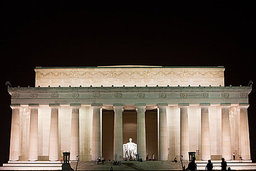 林肯纪念馆,光亮,夜晚,华盛顿特区,美国