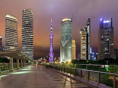 上海陆家嘴夜景,上海夜景无人