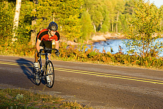 道路,骑自行车,苏必利尔湖,岸边,靠近,密歇根