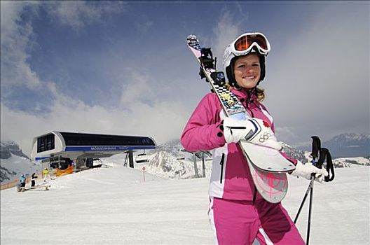 女性,滑雪者,克恩顿州,奥地利,欧洲