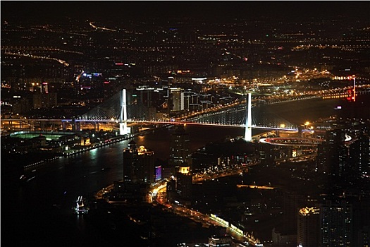 桥,上海,光亮,夜晚,中国