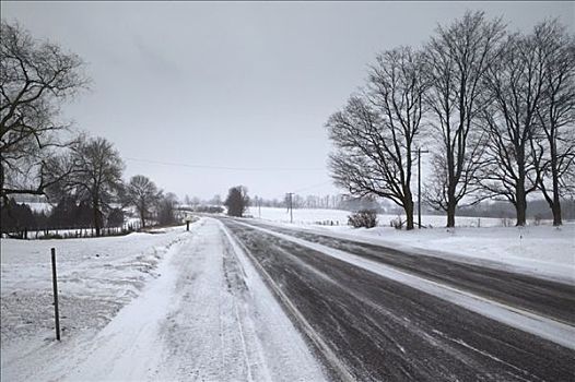 雪路,冬天,安大略省,加拿大