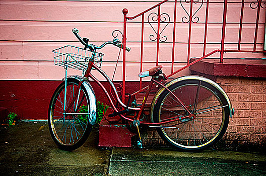 自行车,正面,楼梯,新奥尔良,路易斯安那,美国