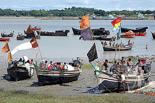 渔船,河,重要,港口,城市,孟加拉