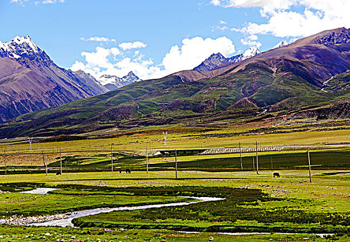 绿地山河流