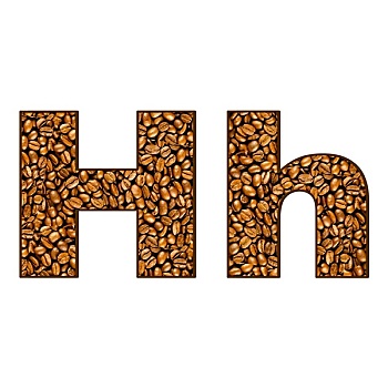 咖啡,文字,白色背景,一个,字母,字母h