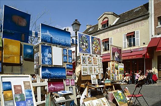 蒙马特尔,小丘广场,艺术家,艺术品,出售,巴黎,法国