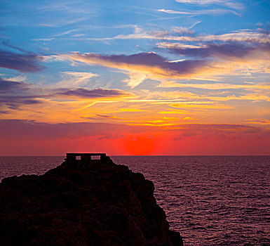 米诺卡岛,橙色,日落,巴利阿里群岛