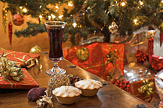圣诞节,安静,生活,细碎食物,馅饼,港口,圣诞老人