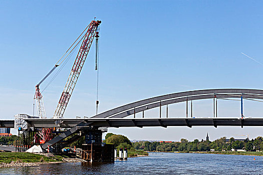 桥,工地,易北河,德累斯顿,建筑,责任,提取,身分,2009年,萨克森,德国,欧洲