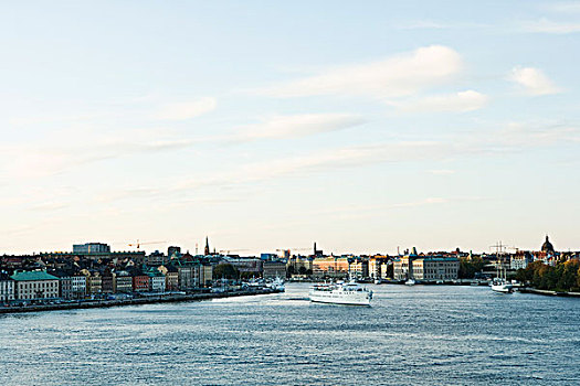 瑞典,斯德哥尔摩,游船,穿过,运河