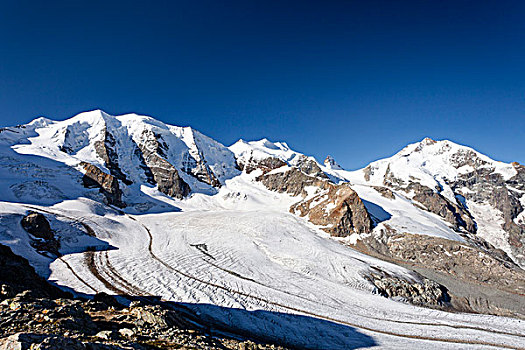 山,冰河,山脊,右边,格劳宾登州,瑞士,欧洲