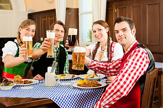 人,传统,巴伐利亚,吃,餐馆,酒吧