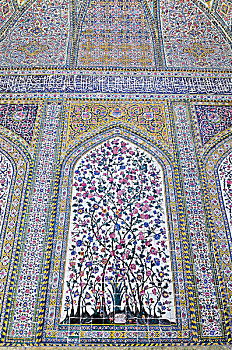 彩色,历史,砖瓦,清真寺,设拉子,法尔斯,波斯,伊朗,亚洲