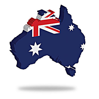 轮廓,旗帜,澳大利亚,悬空