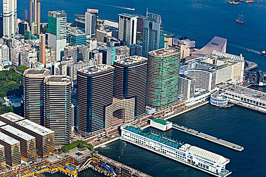 香港,九龙,中港城,客运码头,维多利亚港,俯拍