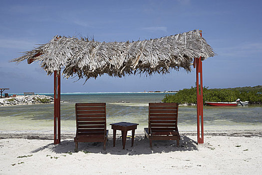躺椅,椅子,荫凉,湾,博奈尔岛,荷属列斯群岛