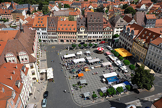市场,俯视,萨克森安哈尔特,德国,欧洲
