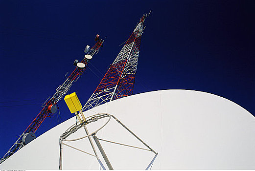 碟形卫星天线,信号发射塔