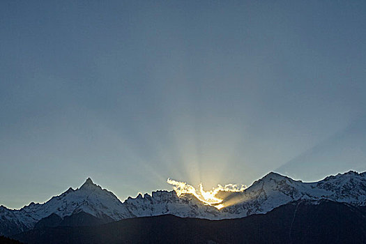 阳光,后面,雪山,香格里拉,云南,中国