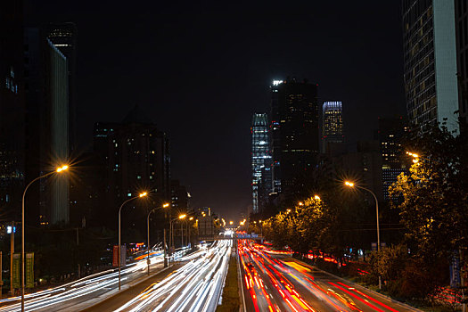 北京三环路夜景车流