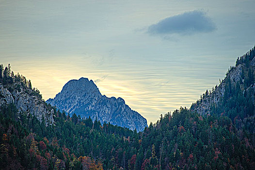 风景,山,日落,多云天气,秋天,奥地利