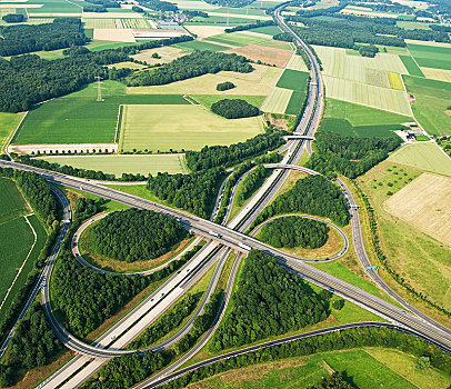 高速公路,连通,航拍,德国,欧洲
