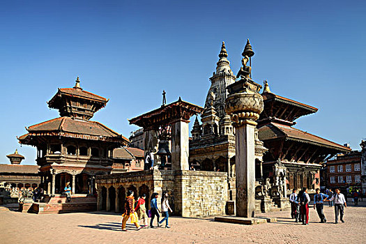尼泊尔,加德满都山谷,巴克塔普尔,庙宇,杜巴广场