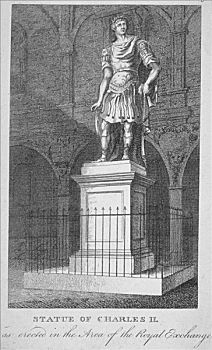 雕塑,查理二世,伦敦交易所,伦敦,1780年