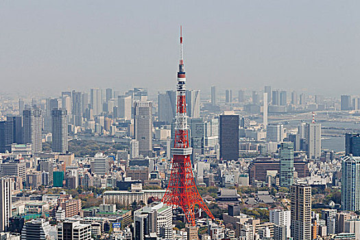 东京塔,城市,蓝天