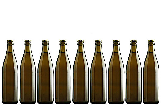 啤酒瓶,未标记,并排,瓶子,玻璃瓶,酒精饮料,褐色,玻璃杯,可回收,啤酒,酒,许多,排,成串,象征,产业,概念,一致性,重复