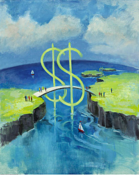 桥,美元符号,联系,两个,半岛